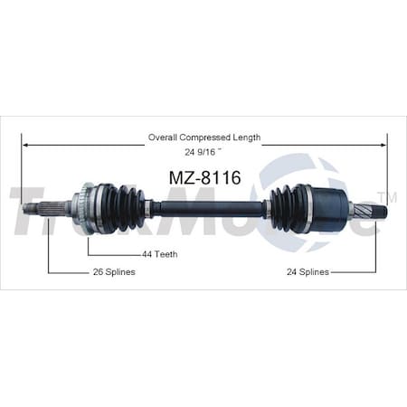 Surtrack Axle Cv Axle Shaft, Mz-8116 MZ-8116